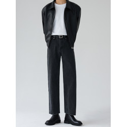 韓國INS純色牛仔褲男寬松長褲垂感直筒褲子復古做舊港風百搭潮流