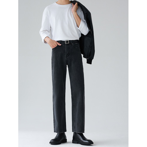 韓國INS純色牛仔褲男寬松長褲垂感直筒褲子復古做舊港風百搭潮流 韓國INS純色牛仔褲男寬松長褲垂感直筒褲子復古做舊港風百搭潮流