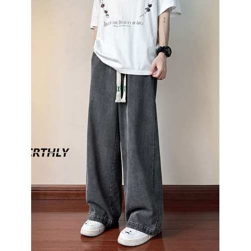 V37美式cleanfit淺藍色水洗牛仔褲男款秋季潮牌街頭寬松濶腿褲子 V37美式cleanfit淺藍色水洗牛仔褲男款秋季潮牌街頭寬松濶腿褲子