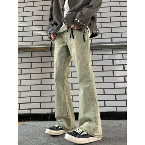 男生穿搭秋季褲子cleanfit美式高街藍色牛仔褲男式微喇直筒褲潮 男生穿搭秋季褲子cleanfit美式高街藍色牛仔褲男式微喇直筒褲潮