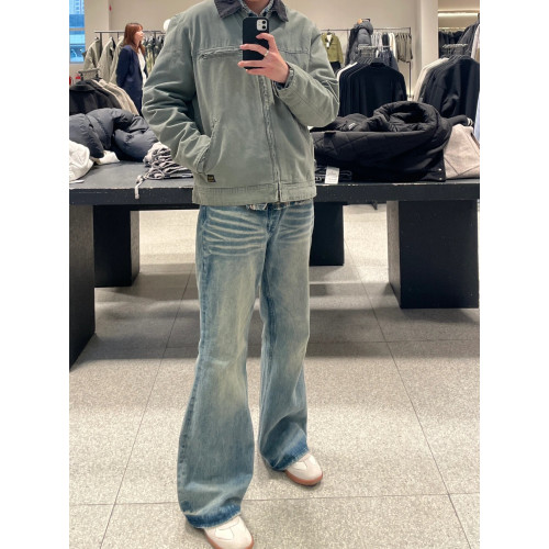 男生穿搭秋季褲子cleanfit美式高街藍色牛仔褲男式微喇直筒褲潮 男生穿搭秋季褲子cleanfit美式高街藍色牛仔褲男式微喇直筒褲潮