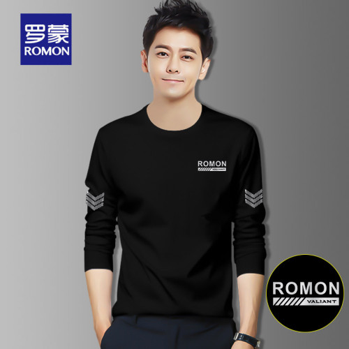 羅矇純棉t恤男士打底衫長袖春秋季潮流ins百搭男裝藍色上衣服體恤 羅矇純棉t恤男士打底衫長袖春秋季潮流ins百搭男裝藍色上衣服體恤