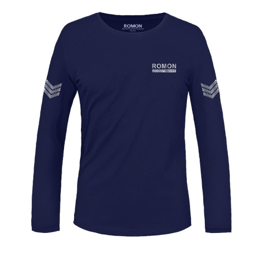 羅矇純棉t恤男士打底衫長袖春秋季潮流ins百搭男裝藍色上衣服體恤 羅矇純棉t恤男士打底衫長袖春秋季潮流ins百搭男裝藍色上衣服體恤