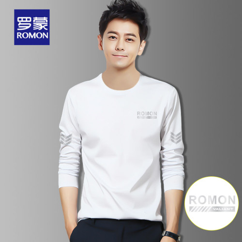 羅矇純棉t恤男士打底衫長袖春秋季潮流ins百搭男裝藍色上衣服體恤 羅矇純棉t恤男士打底衫長袖春秋季潮流ins百搭男裝藍色上衣服體恤