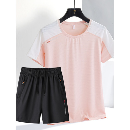 夏季戶外冰絲短袖運動套裝女時尚休閒服打羽毛球速乾透氣薄兩件套 夏季戶外冰絲短袖運動套裝女時尚休閒服打羽毛球速乾透氣薄兩件套