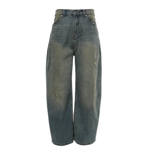 FUTUREBOY/原創設計做舊破壞工藝微寬松水洗牛仔褲顯瘦小衆彎刀褲 FUTUREBOY/原創設計做舊破壞工藝微寬松水洗牛仔褲顯瘦小衆彎刀褲