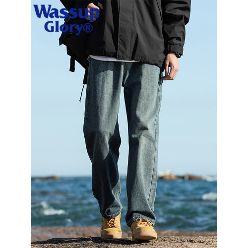 WASSUP GLORY美式復古牛仔褲男春秋季潮牌寬松直筒褲休閒男裝褲子 WASSUP GLORY美式復古牛仔褲男春秋季潮牌寬松直筒褲休閒男裝褲子