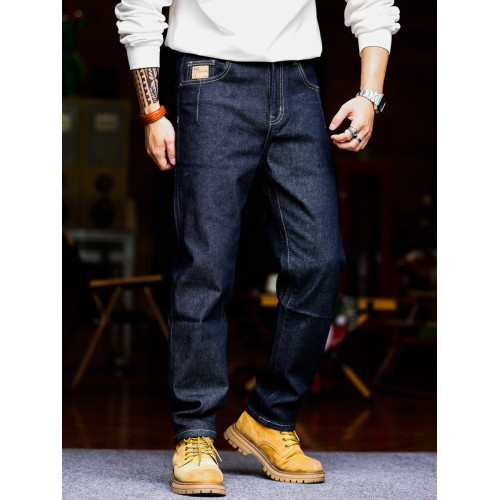 BGYO鹿起 美式復古深藍牛仔褲男士重磅彈力休閒阿美哢嘰丹甯長褲 BGYO鹿起 美式復古深藍牛仔褲男士重磅彈力休閒阿美哢嘰丹甯長褲