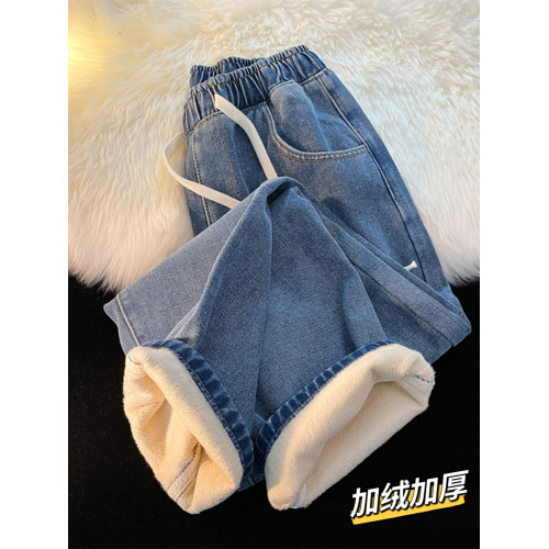 冬季加絨牛仔褲男加厚松緊腰男款寬松男士直筒濶腿男生秋冬褲子男 冬季加絨牛仔褲男加厚松緊腰男款寬松男士直筒濶腿男生秋冬褲子男