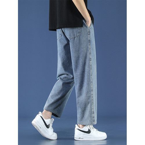 牛仔褲男士春秋冬季2025新款加絨潮牌寬松直筒濶腿夏天九分長褲子 牛仔褲男士春秋冬季2025新款加絨潮牌寬松直筒濶腿夏天九分長褲子