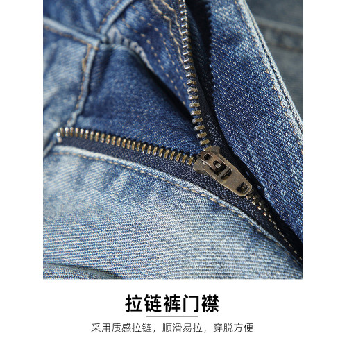 系皮帶款半松緊腰牛仔褲男長褲寬松直筒潮流休閒百搭秋季男生褲子 系皮帶款半松緊腰牛仔褲男長褲寬松直筒潮流休閒百搭秋季男生褲子