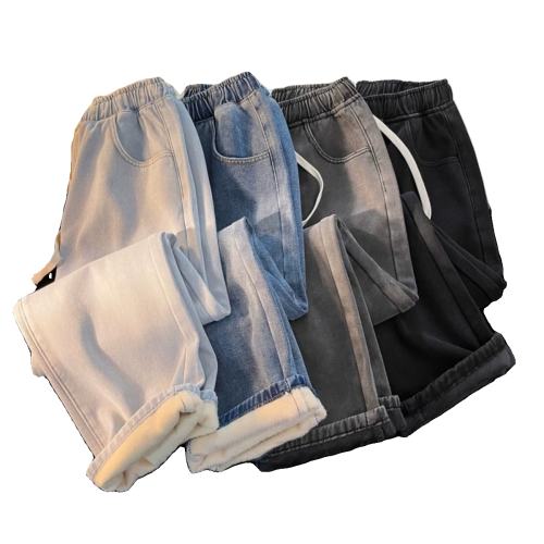 加絨加厚牛仔褲男秋冬季新款松緊腰抽繩寬松男士復古直筒濶腿褲子 加絨加厚牛仔褲男秋冬季新款松緊腰抽繩寬松男士復古直筒濶腿褲子