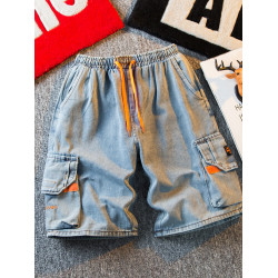 HPCP日系工裝牛仔短褲男潮牌ins高街男士休閒5分褲子寬松五分中褲