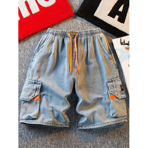 HPCP日系工裝牛仔短褲男潮牌ins高街男士休閒5分褲子寬松五分中褲 HPCP日系工裝牛仔短褲男潮牌ins高街男士休閒5分褲子寬松五分中褲