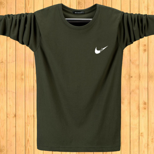 2023新款男士百分百純棉長袖t恤大碼寬松圓領全棉秋衣內搭打底衫