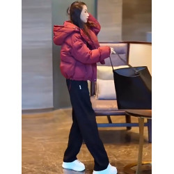 洋氣寬松韓版羽絨棉服女2025冬新款時尚連帽百搭顯瘦麵包服短外套
