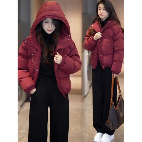 洋氣寬松韓版羽絨棉服女2025冬新款時尚連帽百搭顯瘦麵包服短外套 洋氣寬松韓版羽絨棉服女2025冬新款時尚連帽百搭顯瘦麵包服短外套