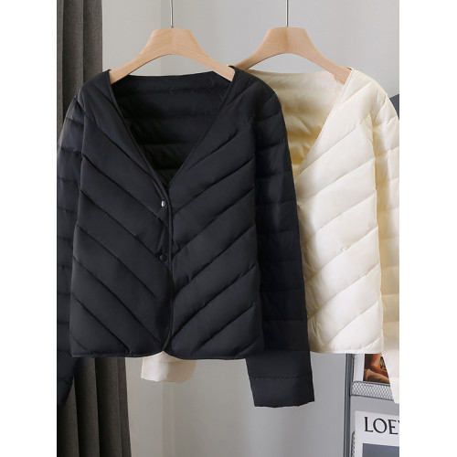 羽絨內膽女秋冬新款修身輕薄保暖內穿羽絨服短款內搭V領配大衣 羽絨內膽女秋冬新款修身輕薄保暖內穿羽絨服短款內搭V領配大衣