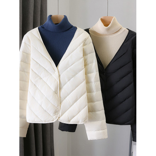 羽絨內膽女秋冬新款修身輕薄保暖內穿羽絨服短款內搭V領配大衣 羽絨內膽女秋冬新款修身輕薄保暖內穿羽絨服短款內搭V領配大衣