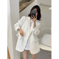 白色小西裝外套女2025春秋季新款休閒小衆韓系西服小個子chic上衣