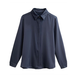 法式長袖襯衫女裝2025春秋季新款通勤職業內搭打底高級感別致襯衣