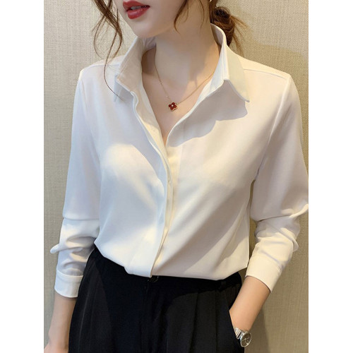 法式長袖襯衫女裝2025春秋季新款通勤職業內搭打底高級感別致襯衣