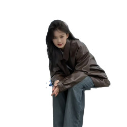 美拉德短款機車皮衣外套女2025年新款春秋季棕色高級感小個子夾克