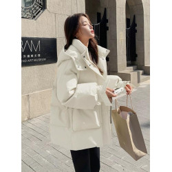 學院風羽絨服女短款冬季2025新款寬松小個子連帽麵包棉衣棉服外套