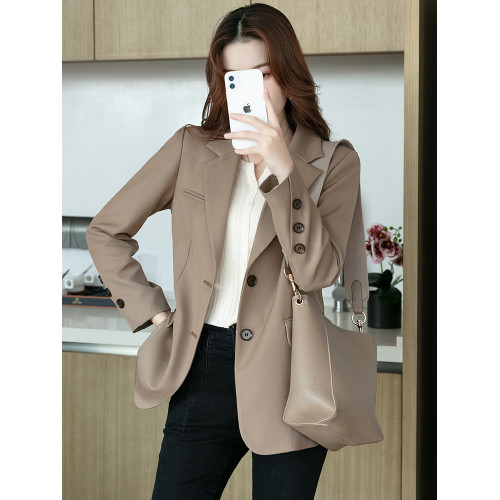 西裝外套女2025新款春秋超火短款咖色修身氣質名媛高級感休閒西服 西裝外套女2025新款春秋超火短款咖色修身氣質名媛高級感休閒西服