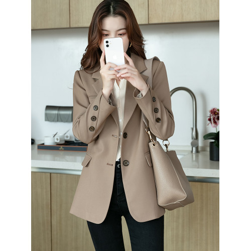 西裝外套女2025新款春秋超火短款咖色修身氣質名媛高級感休閒西服 西裝外套女2025新款春秋超火短款咖色修身氣質名媛高級感休閒西服