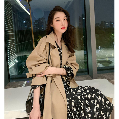 2025年春秋季新款韓版中長款風衣外套女小個子chic大衣流行秋裝潮