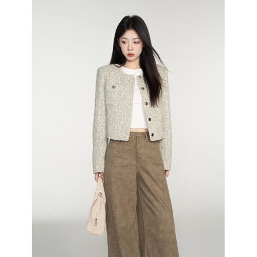 一顆小野莓小香風短外套女秋季新款高級感韓系氣質時尚粗花呢上衣