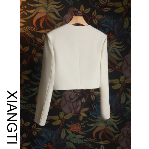 XT西裝外套女2025新款春秋奶白色小個子休閒超短款韓版長袖甜辣 XT西裝外套女2025新款春秋奶白色小個子休閒超短款韓版長袖甜辣