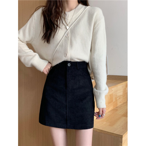 麂皮絨黑色半身裙女秋冬新款韓版百搭顯瘦一步裙高腰a字裙短裙子 麂皮絨黑色半身裙女秋冬新款韓版百搭顯瘦一步裙高腰a字裙短裙子