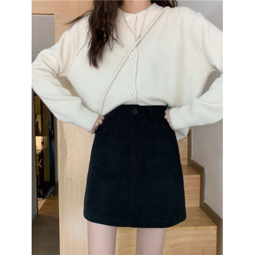 麂皮絨黑色半身裙女秋冬新款韓版百搭顯瘦一步裙高腰a字裙短裙子 麂皮絨黑色半身裙女秋冬新款韓版百搭顯瘦一步裙高腰a字裙短裙子