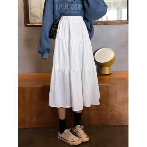 秋冬白色半身裙女小個子裙子雙層垂感a字長款蛋糕裙白裙半身長裙 秋冬白色半身裙女小個子裙子雙層垂感a字長款蛋糕裙白裙半身長裙