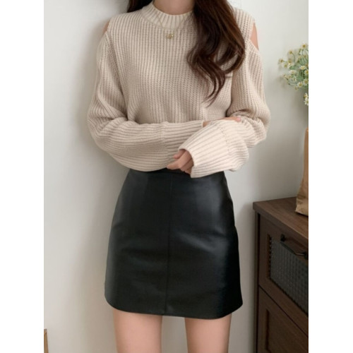 黑色a字裙小皮裙半身裙女秋冬百搭修身包臀顯瘦一步裙pu皮短裙子 黑色a字裙小皮裙半身裙女秋冬百搭修身包臀顯瘦一步裙pu皮短裙子