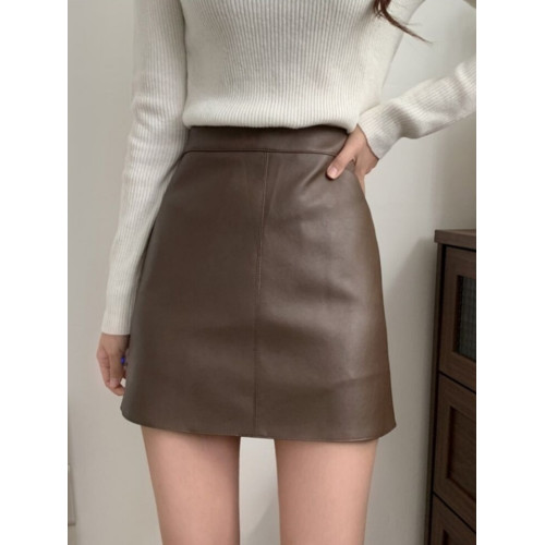 黑色a字裙小皮裙半身裙女秋冬百搭修身包臀顯瘦一步裙pu皮短裙子 黑色a字裙小皮裙半身裙女秋冬百搭修身包臀顯瘦一步裙pu皮短裙子