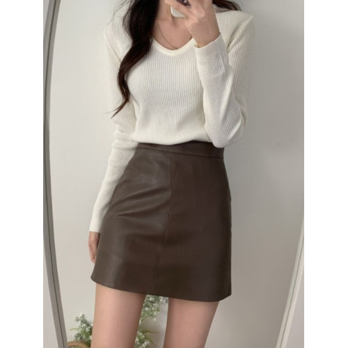 黑色a字裙小皮裙半身裙女秋冬百搭修身包臀顯瘦一步裙pu皮短裙子 黑色a字裙小皮裙半身裙女秋冬百搭修身包臀顯瘦一步裙pu皮短裙子