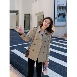 翻領小個子短款風衣女秋季2025新款雙排釦英倫風職場氣質顯高外套