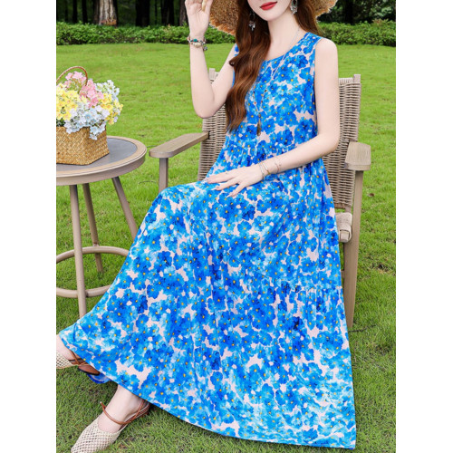 夏季棉綢連衣裙新款三亞年輕款吊帶沙灘裙女無袖度假裙子長裙飄逸 夏季棉綢連衣裙新款三亞年輕款吊帶沙灘裙女無袖度假裙子長裙飄逸