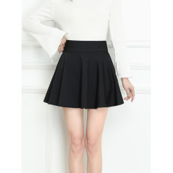 2025秋季新款半身裙蓬蓬裙松緊腰彈力百褶短裙高腰黑色繖裙大擺裙