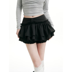 黑色半身裙女春秋2025年新款芭蕾學院風蛋糕裙短裙甜酷辣妹百褶裙