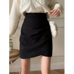 黑色不規則一步半身裙女秋冬2025新款大碼胖妹妹高腰包臀a字短裙