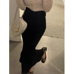 魚尾裙包臀半身裙女秋冬加絨加厚高腰黑色彈力緊身性感開叉長裙子