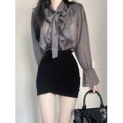 黑色短裙女新款秋季職業顯瘦半身裙子高腰緊身包臀裙性感褶皺包裙