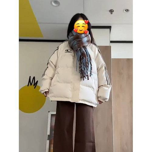 冬季棉襖外套女2025新款美式條紋羽絨棉服立領加厚棉衣學生麵包服 冬季棉襖外套女2025新款美式條紋羽絨棉服立領加厚棉衣學生麵包服