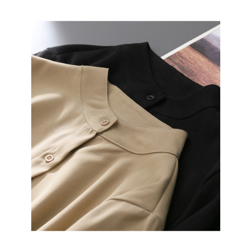 秋新款燈籠袖白色襯衫女長袖磨毛上衣韓版寬松港味立領泡泡袖襯衣 秋新款燈籠袖白色襯衫女長袖磨毛上衣韓版寬松港味立領泡泡袖襯衣