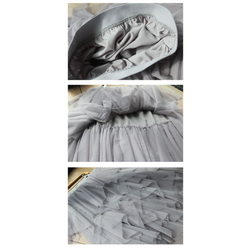 韓國24新款不規則高腰網紗蓬蓬裙中長款裙子黑色紗裙女半身裙春秋