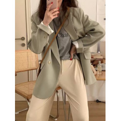 oversize黑色西裝外套女高級感2025春秋新款寬松休閒廓形大碼西服